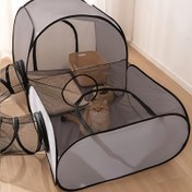 Resim Ekstra Büyük Kare Evcil Hayvan Oyun Alanı Tünel ile, Daha Serin Kedi Evi için Ekstra Uzun Tünel, Çok Fonksiyonlu Kedi Yuvası, Yüksek Yoğunluklu Fiber Mesh Dayanıklı Çizilmeye Karşı 