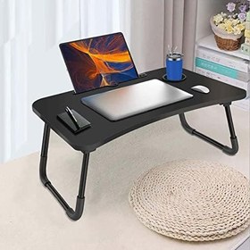 Resim Yatak Koltuk Üstü Laptop Tablet Sehpası Katlanır Siyah Ayaklı Çalışma Kahvaltı Masası 