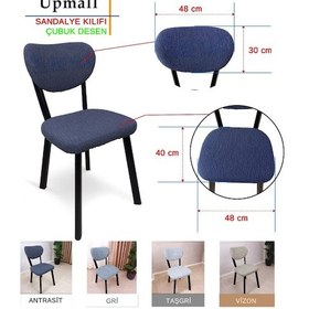 Resim StarMall Bohem Jakarlı Sandalye Kılıfı Çubuk Desen 1 Adet Gri 