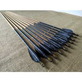 Resim Geleneksel Boyalı Ahşap Ok (Siyah Tüylü - Boyalı) 