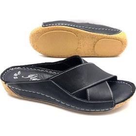 Resim Deritarzİlgen Hakiki Deri Ortopedik Hafif Kadın Siyah Renk Terlik Siyah 