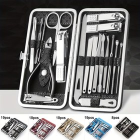 Resim Tırnak Bakım Seti, Profesyonel Paslanmaz Çelik Tırnak Makasları, Tırnak Etleri Bakımı İçin Seyahat Kılıflı Bakım Kiti, Eller ve Ayaklar İçin Güzellik Araçları, Ev ve Salon Kullanımı 