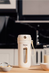 Resim Fressi Kişisel Smoothie Blender Taşınabilir Şarjlı Öğütücü Fonksiyon Smothie Blendır 80w 350ml Krem Fr-bl03 