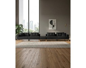 Resim Velura Home & Living Zeri Modüler Yataklı 3 Adet Üçlü Kanepe & 3'lü Koltuk (3+3+3) - Siyah 