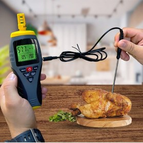 Resim Sevgift KC-321C Taşınabilir Ortam Sıcaklık Nem Ölçer | Harici Problu Isı Ölçer 