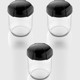 Resim Renga Rhea 425 Ml Siyah Kapaklı 3'lü Cam Kavanoz Seti 131010 Siyah 