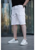 Resim Madmext Beyaz Kargo Cepli Erkek Şort E6571 Beyaz 
