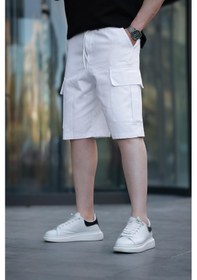 Resim Madmext Beyaz Kargo Cepli Erkek Şort E6571 Beyaz 