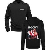 Resim Rocky Balboa Dijital Baskılı Siyah Ön Arka Çocuk Baskılı Sweatshirt 