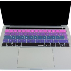 Resim Macbook Pro Klavye Koruyucu Türkçe Q 13inç A1706 A1989 A2159-15inç A1707 A1990 İle Uyumlu Ombre Pembe Mavi 