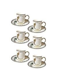 Resim 6 Kişilik Tavus Kuşu Desenli Porselen Türk Kahvesi Fincan Takımı - 90 Ml Diğer 