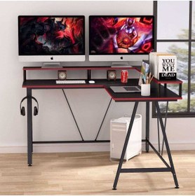 Resim Zizuva Tasarım L Model Monitör Raflı Oyuncu Ve Çalışma Masası 