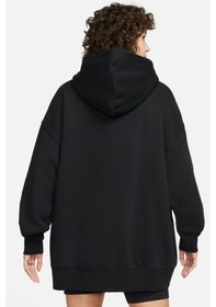 Resim Nike Sportswear Essentials Oversize Fleece Full Zip Hoodie Kadın Geniş Kalıp Kapüşonlu Sweatshirt Siyah Siyah 