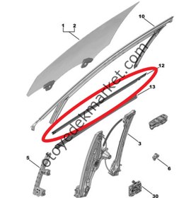 Resim Opel Astra (2022-2024) Sol Ön Kapı Camı Dış Yatay Lastik Fitili, Kromajlı (Orijinal) 