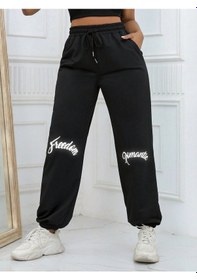 Resim Unity Reflective Letter Graphic Drawstring Waist 4 Mevsim Eşofman Siyah 