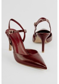 Resim Kadın Stiletto Sivri Burun Topuklu Ayakkabı İrisa Bordo Bordo 