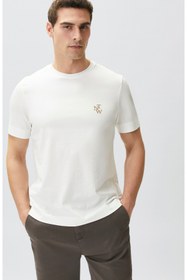 Resim Network Kırık Beyaz Göğüs Baskı Detaylı T-shirt 
