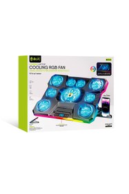 Resim Sarftech Siyah RGB 9 Fanlı LCD Ekranlı 10-19" Inç 2.400RPM Telefon Tutacaklı Notebook Dizüstü Soğutucu Stand 