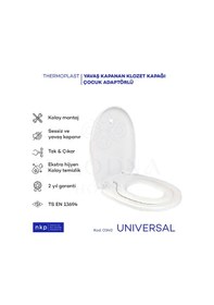 Resim Universal Oval Çocuk Adaptörlü Klozet Kapağı Yavaş Kapanır 