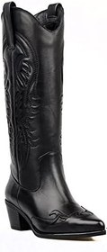 Resim Kadın Kovboy Çizme Siyah Deri (Parma) 