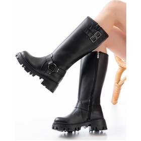 Resim 868-3026 Siyah Toka Aksesuarlı Fermuarlı Günlük Kadın Çizme Çok Renkli 