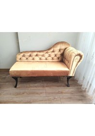 Resim Ters Kol Dekoratif Bihter Koltuk Josefin Puf 120 Cm Siyah Ayak Vizon 