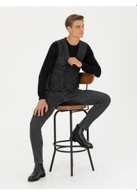 Resim Cacharel Antrasit Slim Fit Yün Karışımlı Spor Yelek Gri 