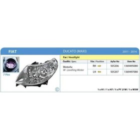 Resim Ayfar Far Sag Elektrıklı Motoru Uzerınde Ducato Boxer Jumper Iıı 06 14 E Sertıfıkalı 7 Pınlı AOD-AYFAR 505206 