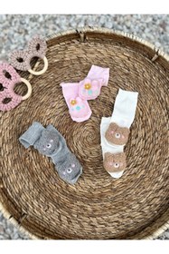 Resim Myluni Peluş 3d Oyuncaklı Eğlenceli Bebek Çorabı 