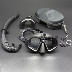 Resim İslak düşük kapasiteli ücretsiz şnorkel maske seti, yüksek çözünürlüklü temperli cam şnorkel maskesi, spor kamera standlı şnorkel maskesi, nefes borusu saklama kutusu seti, düşük hacimli balıkçılık ve avcılık şnorkel saklama kutusu seti 