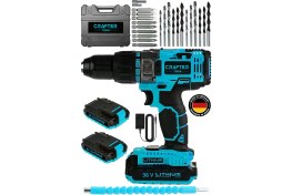 Resim 36V 5AH Metal Şanzıman Çift Akülü Darbeli Şarjlı Matkap ve Vidalama Seti 