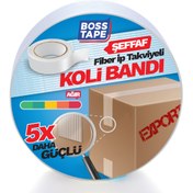 Resim Boss Tape Takviyeli Lifli Koli Bandı Şeffaf 45 mm x 25 mt 