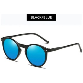 Resim Lüks Küçük Yuvarlak Polarize Güneş Gözlüğü Kadın Erkek Retro Klasik Siyah Güneş Polarized Black Blue Siyah 