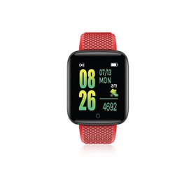 Resim Polosmart PBS153 Titreşimli Adım Sayar Müzik Kontrol Spor Mod Bluetooth Akıllı Saat Kırmızı 