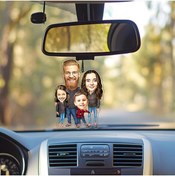 Resim Ejoya Kişiye Özel Fotoğraflı Güzel Ailem Karikatür Araba Dikiz Ayna Süsü 114962 