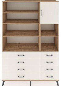 Resim Hyperion Dolap 8 Raflı 8 Çekmeceli Tek Kapaklı 132x44x195 Çam-aytaşı/aytaşı Aytası/aytası 