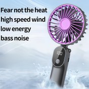 Resim Kişisel Taşınabilir El Fanı - 1200mAh Pil ile USB Şarj Edilebilir, Sessiz Çalışma ve Hızlı Soğutma, Seyahat, Kamp, Ofis, Ev için Hafif Mini Fan - Kadınlar & Erkekler İçin İdeal Hediye (Siyah/Mor Detaylarla) - USB Güçlü Cihazlarla Uyumlu, Portatif Fan, Ofis Konforu, Şık Tasarım, Dayanıklı Yapım, Açık Hava Tutkunları 