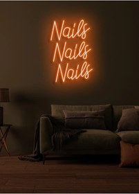Resim BİZ BU İŞİN KEYİF KISMINDAYIZ Nails Nails Nails Yazılı Neon Tabela 