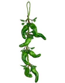 Resim Yapay Yeşil Biber Salkımı Süs Sahte Biber Yapay Meyve Sebze 