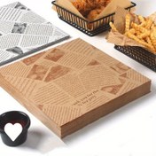 Resim 50/100 adet Yağ Geçirmez Kağıt Desenli Ped Kağıdı Yağ Geçirmez, Patates Kızartması, Burger, Placemat Kağıdı, Atıştırmalık Tabak Yağ Emici Kağıt 