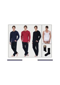 Resim Polo Club Erkek Damat Uzun Kol Pijama Takım Atlet Boxer Çorap Kutulu Set Lacıvert 