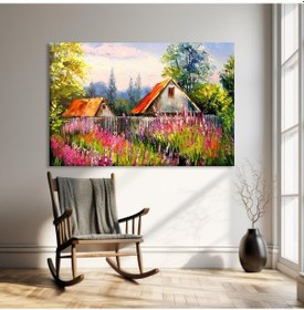 Resim Kır Evi Bahçesi Kanvas Tablo 
