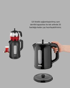 Resim Techmrt Sinbo Elektrikli Çay Makinesi 1.7 L Su Isıtıcı Ve Cam Demlikli Güvenli Kullanım 