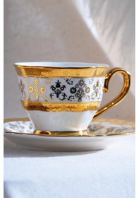 Resim Acar Hadley 12 Parça 6 Kişilik Kahve Fincan Takımı Beyaz 06928 Beyaz - Gold 