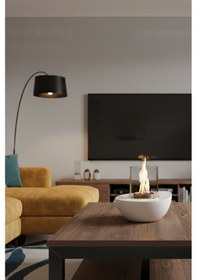 Resim Meta Beyaz Biyoetanol Masaüstü Şömine - 1 Lt Copart Yakıt Hediye 