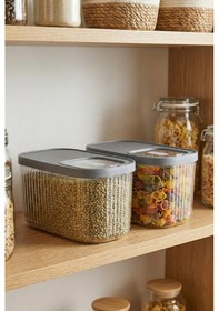Resim 2'li 10 Lt Multibox Füme Kayar Kapaklı Saklama Kabı & Erzak Kabı & Toz Ve Tablet Deterjan Kutusu Füme 