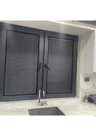 Resim Antrasit 09-08 Plise Perde - Katlanır Cam Balkon Perdesi Antrasit 