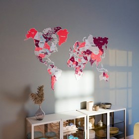 Resim Renkli Baskı Metal Dünya Haritası (Crimson) - 150 x 95 cm 