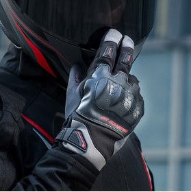Resim MOTOANL Motosiklet Kışlık Eldiven Waterproof Oxford ve Deri Kumaş Premium Motor Korumalı Eldiveni Red 