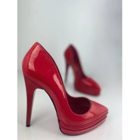 Resim Hayy Shoes Kırmızı Rugan Çift Platform Stiletto Topuklu Ayakkabı 